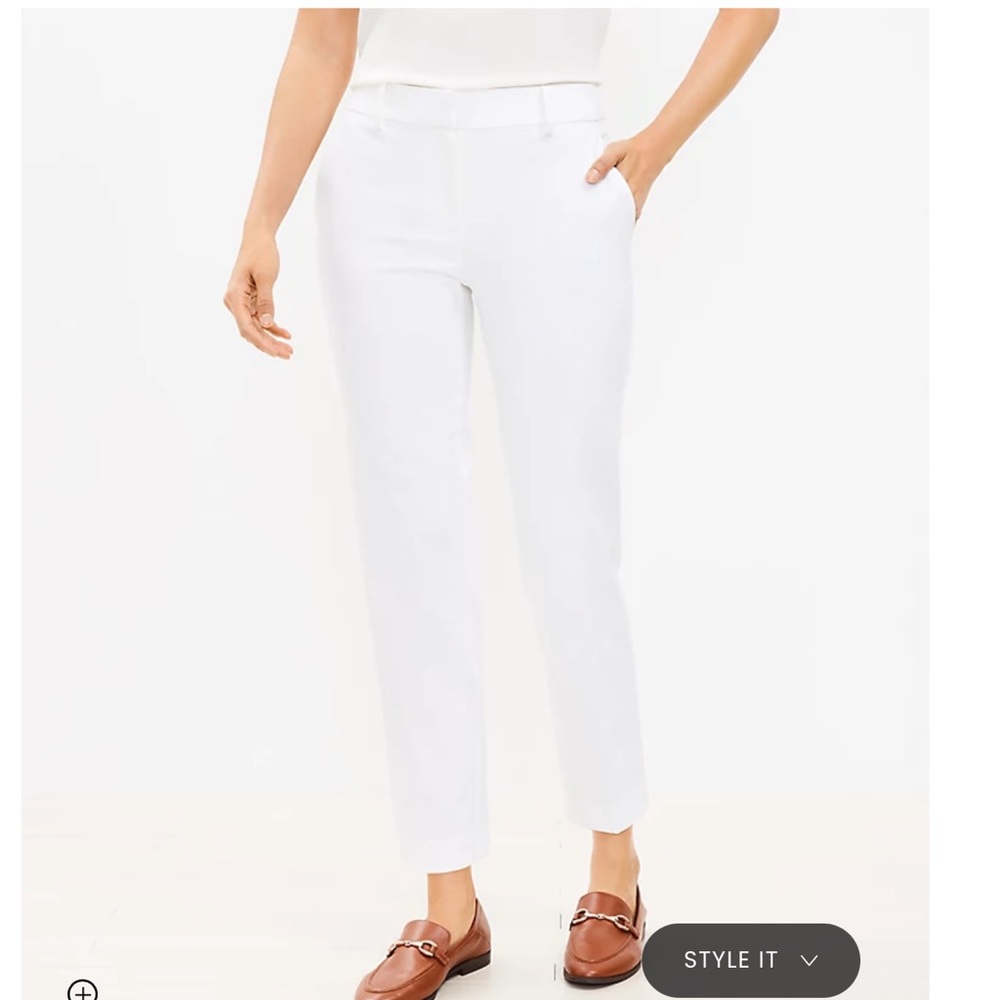 LOFT White Straight-Leg Ankle Pants